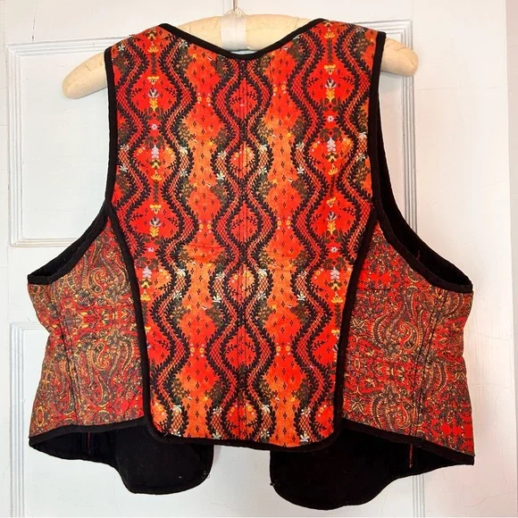 FREE PEOPLE Gemini Vest Rust Combo size XL Quilted Cropped Festival Boho - Picture 14 of 15